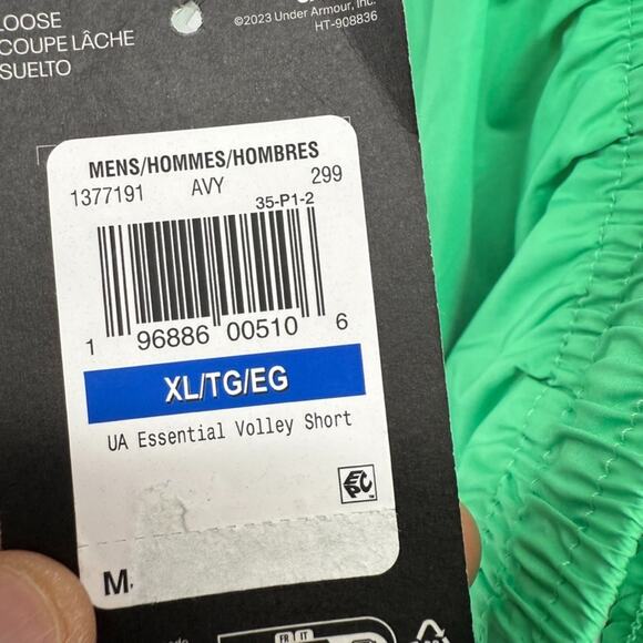 Under Armour Shorts Mens XL Green Essential Volley Woven Flex Lightweight NEW - Picture 8 of 10